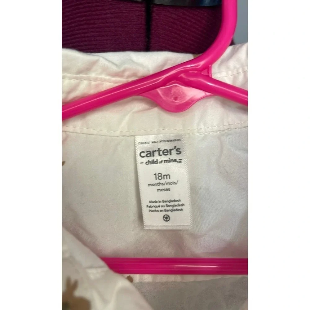 Carter's Bodysuit Baby 18m White Good Bunny Print Long Sleeve Shirt